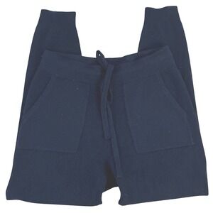 Ann Taylor 100% Cashmere Joggers Black Knit Lounge Pants Drawstring Small 484125